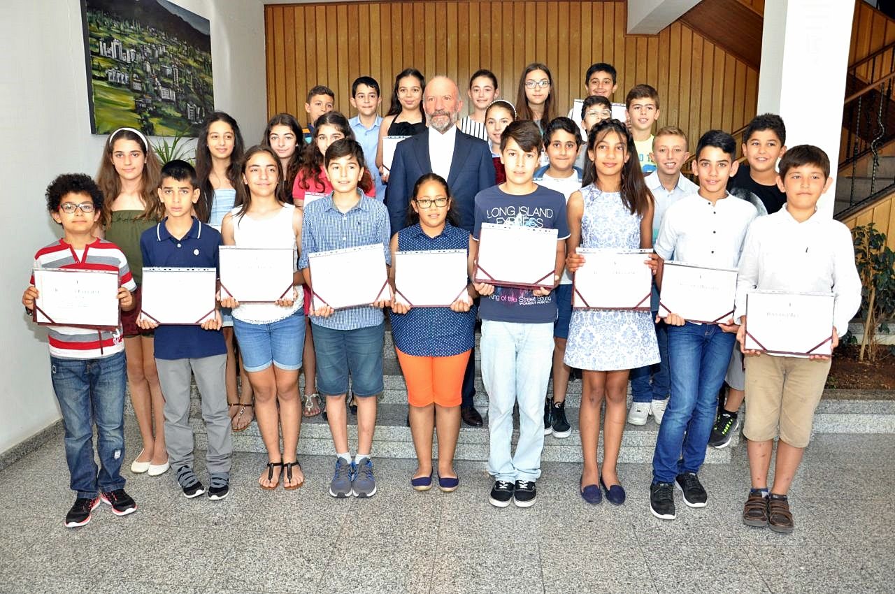 Students which achieved the Suat Günsel Scholarship at the Near East College Entrance Exam visited the Founding Rector of Near East University Dr. Suat Günsel