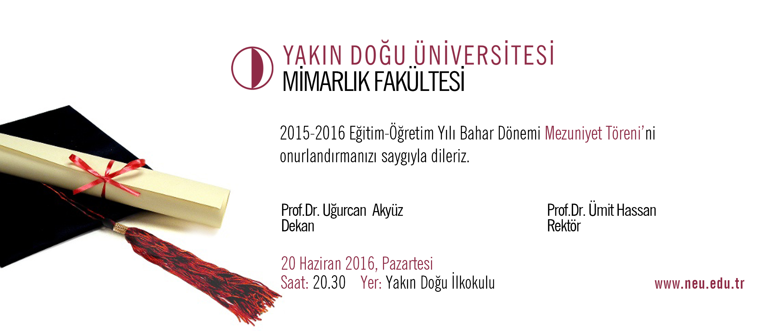 YDÜ, Mimarlık Fakültesi 2015-2016 Eğitim-Öğretim Yılı Mezuniyet Töreni