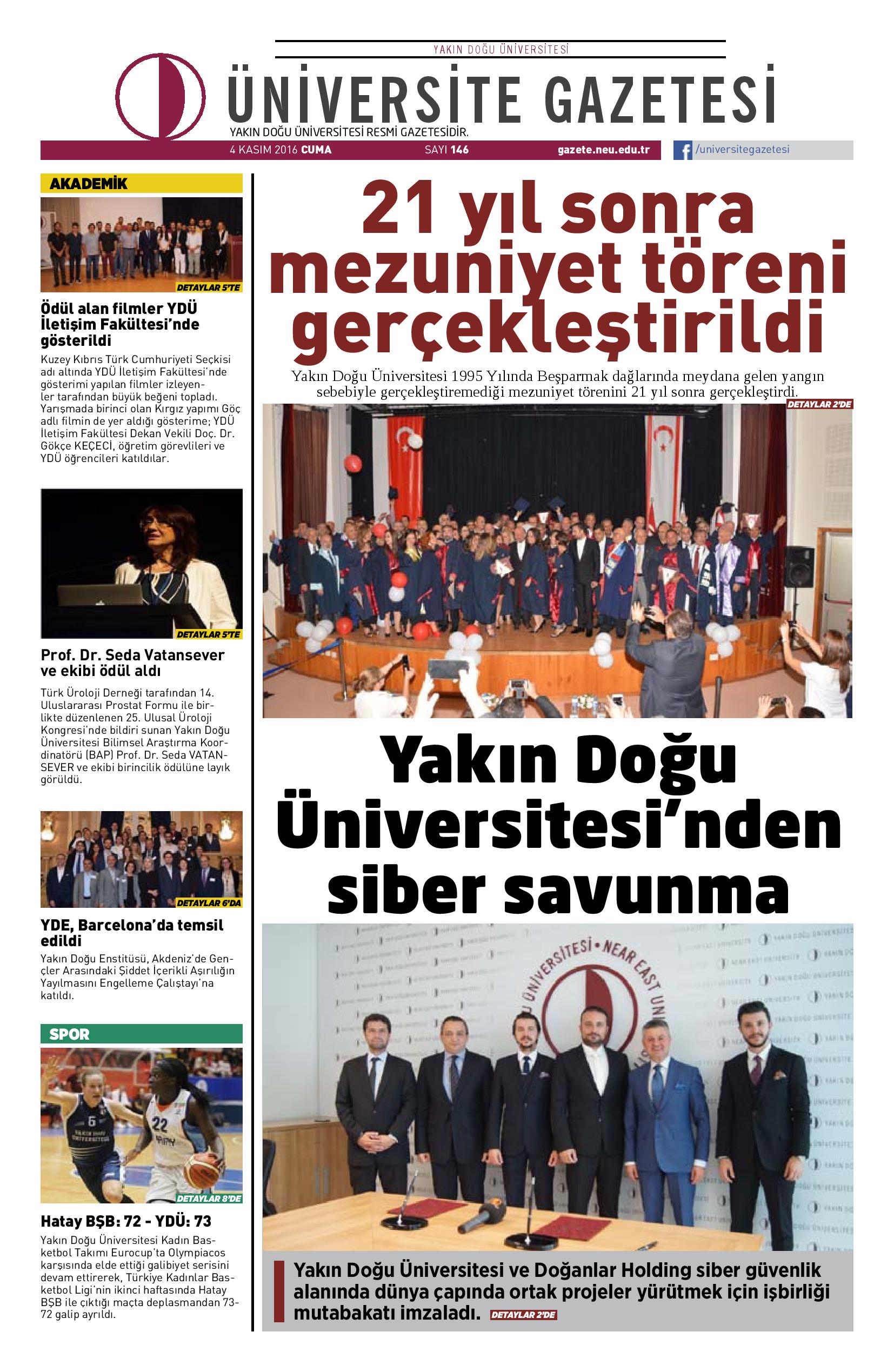 Yakın Doğu Üniversitesi, Üniversite Gazetesi 146. Sayısı