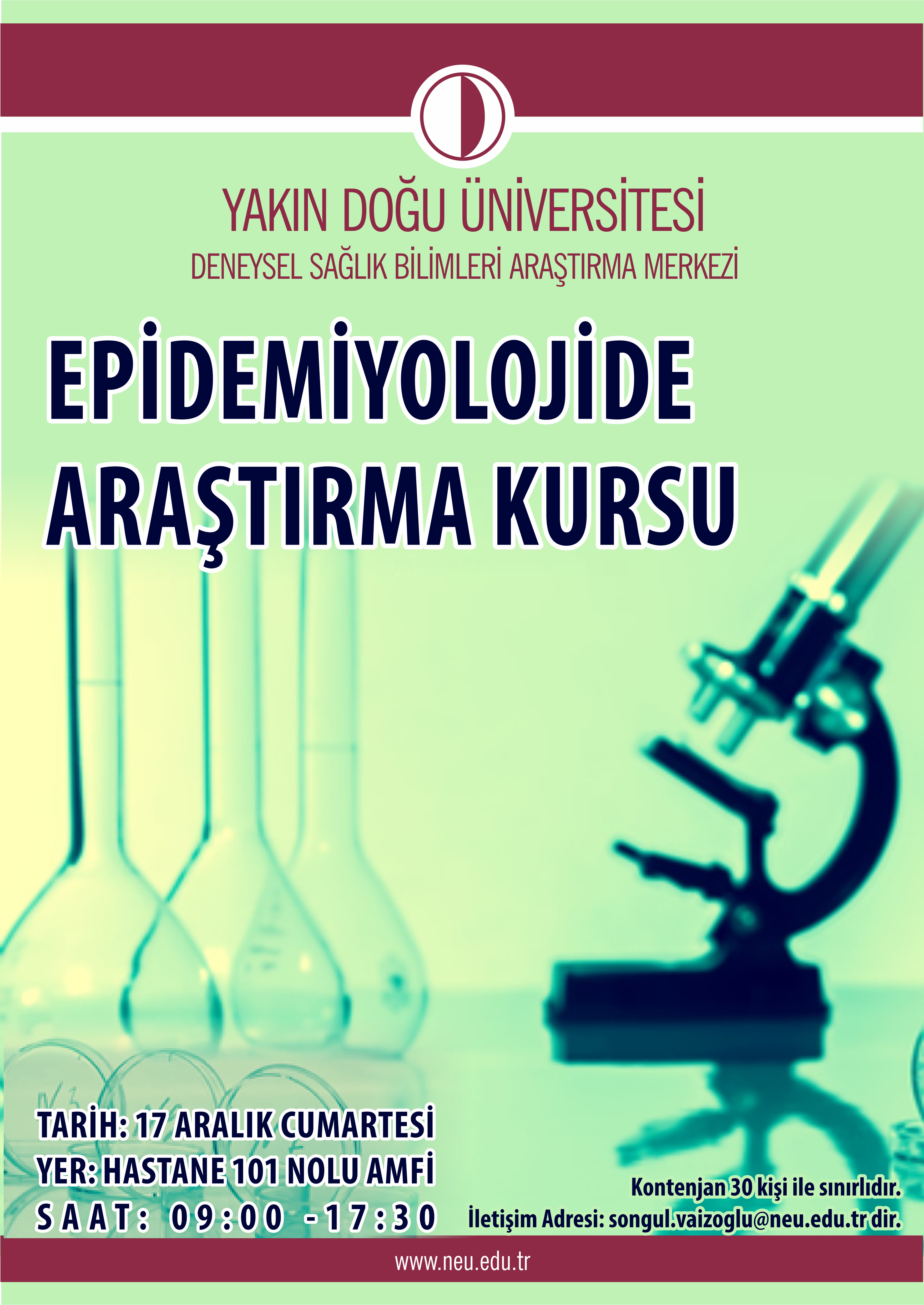 YDÜ Deneysel Sağlık Bilimleri Araştırma Merkezi: "Epidemiyolojide Araştırma Kursu"