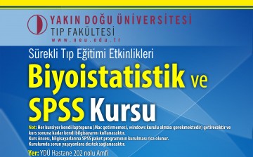 YDÜ Tıp Fakültesi, Sürekli Tıp Eğitimi Etkinlikleri: "Biyoistatistik ve SPSS Kursu"