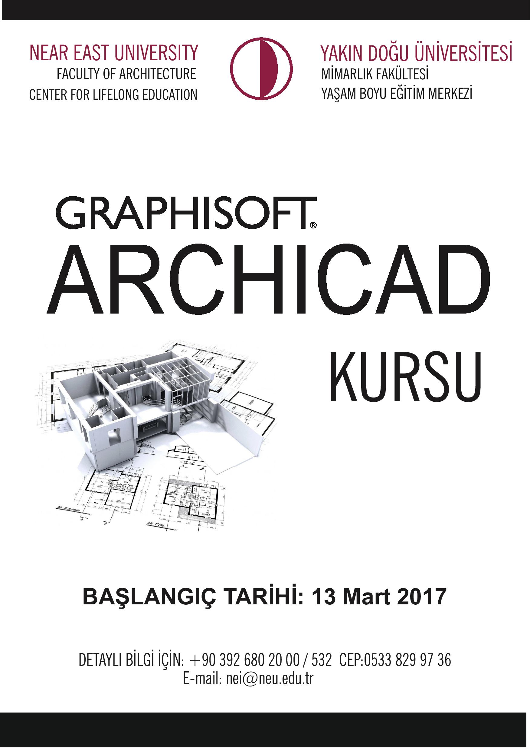 Yakın Doğu Üniversitesinde Autocad ve Graphisoft Archicad  Ile Artlantis Kursları 13 Mart’ta Başlıyor