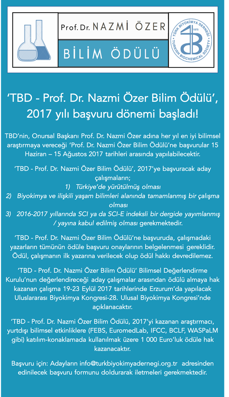 Prof. Dr. Nazmi ÖZER Bilim Ödülü
