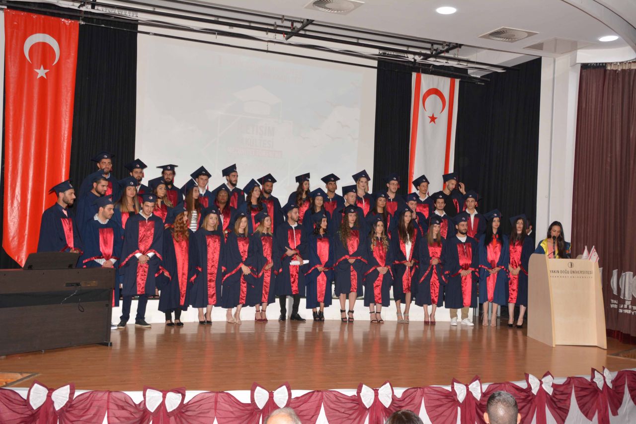 Near East University Faculty of Communication Graduates receive graduation diplomas with ceremony