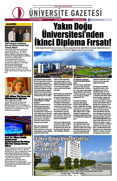 Yakın Doğu Üniversitesi, Üniversite Gazetesi 170. Sayısı