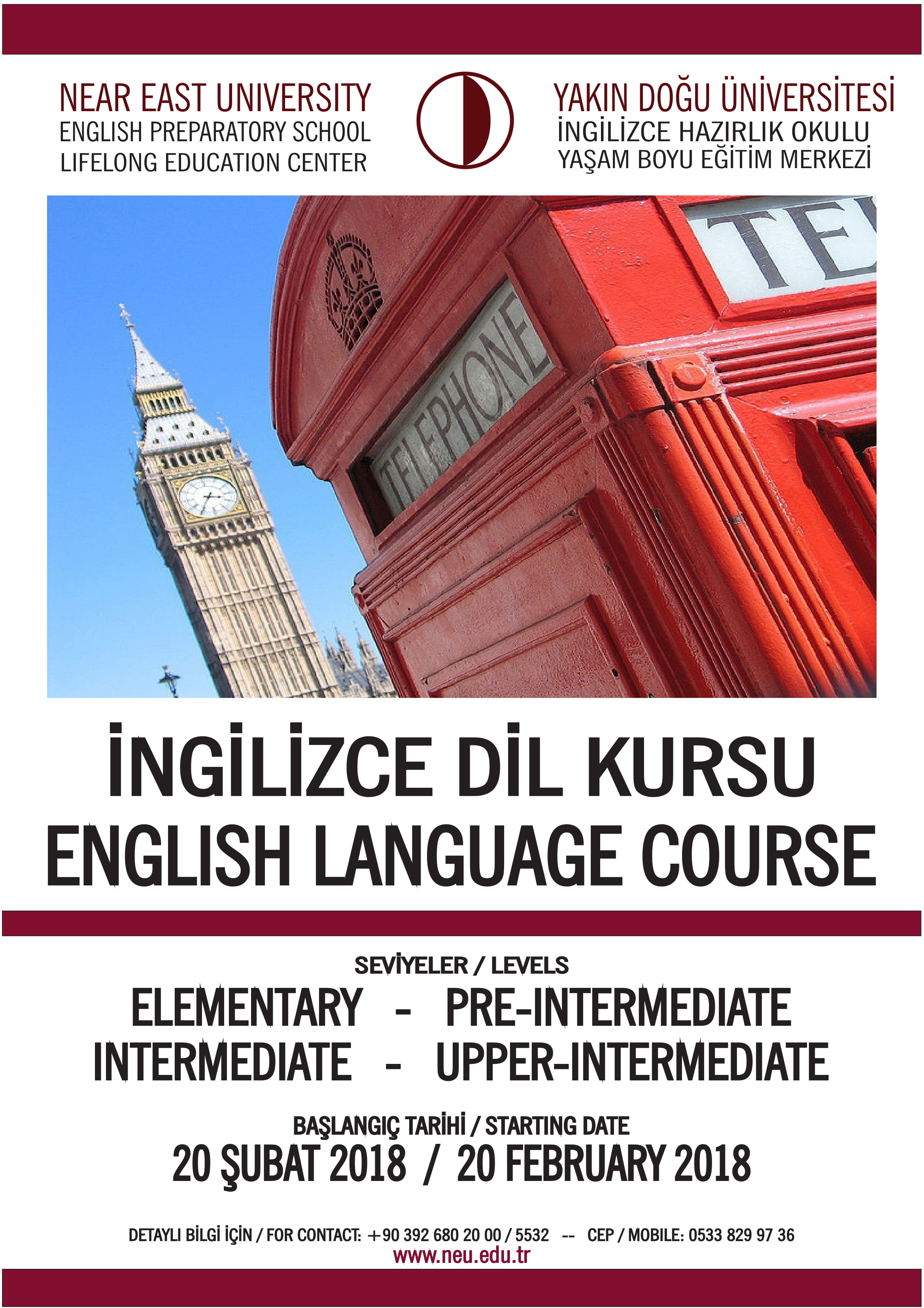 Yakın Doğu Üniversitesi YABEM’den Her Seviyede Herkese Açık İngilizce Kursları 20 Şubatta Başlıyor