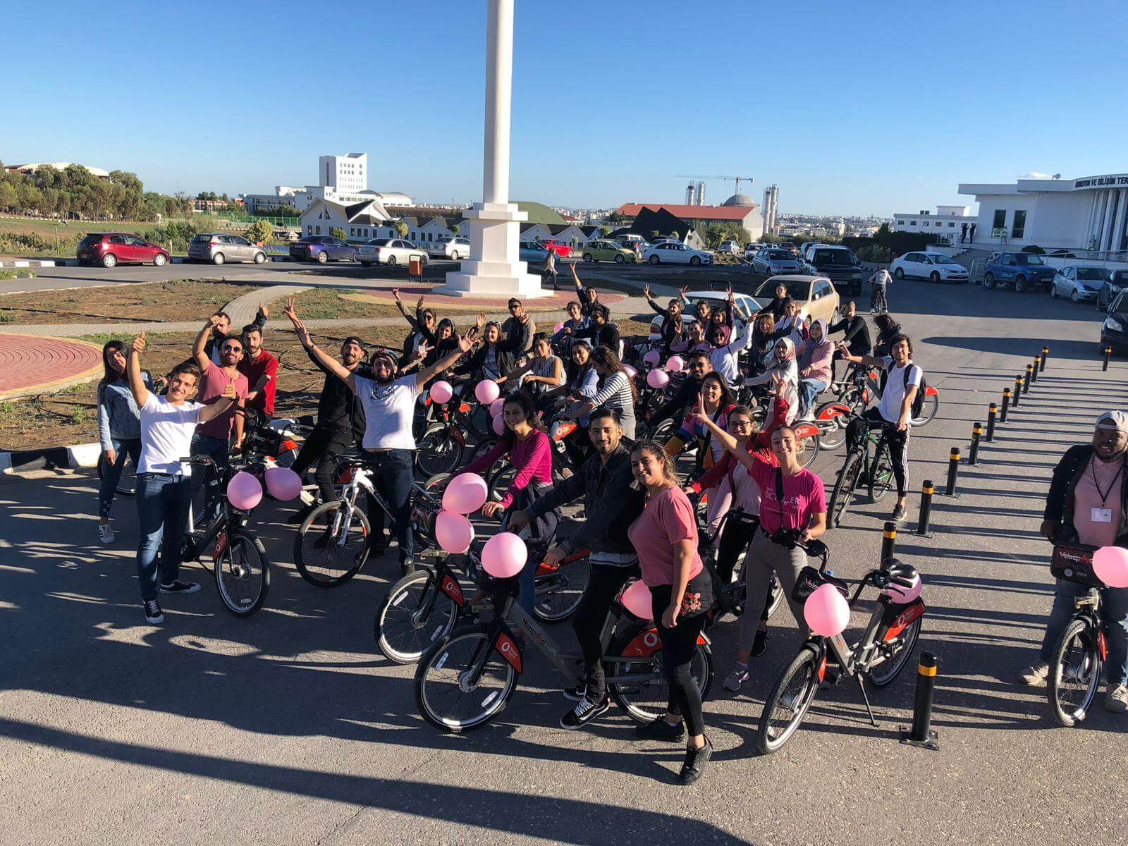 They cycled to draw attention to Breast Cancer