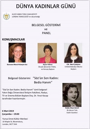 Başbakan Erhürman’ın da Katılacağı “Söz’ün Son Kadını: Bedia Hanım” Belgeseli Londra’da ve İzmir’de Gösterilecek…