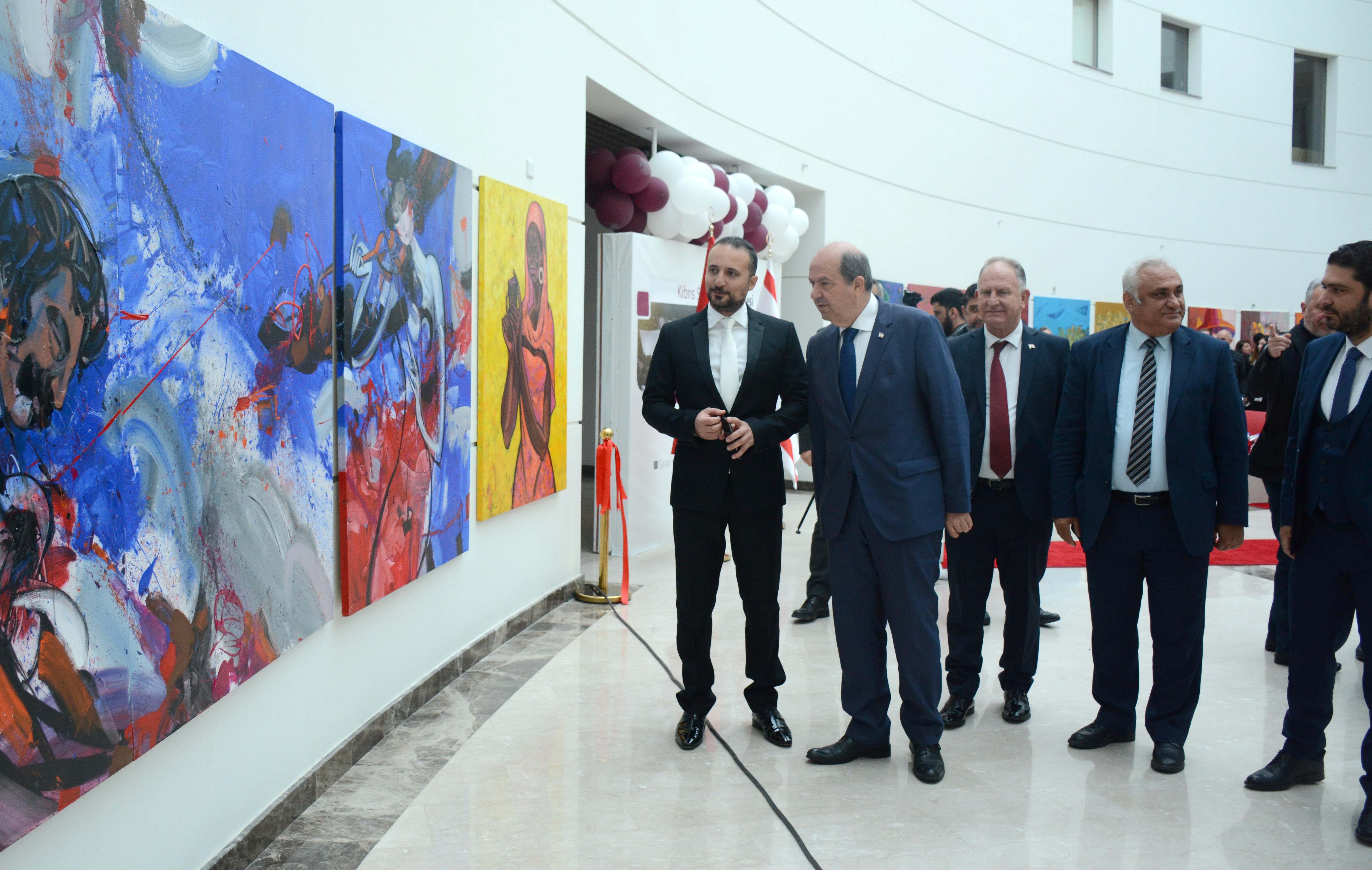 The Exhibition of 45 Art Pieces made by Azerbaijani Artists Especially for the Cyprus Museum of Modern Arts has been opened by the Head of National Unity Part Ersin Tatar
