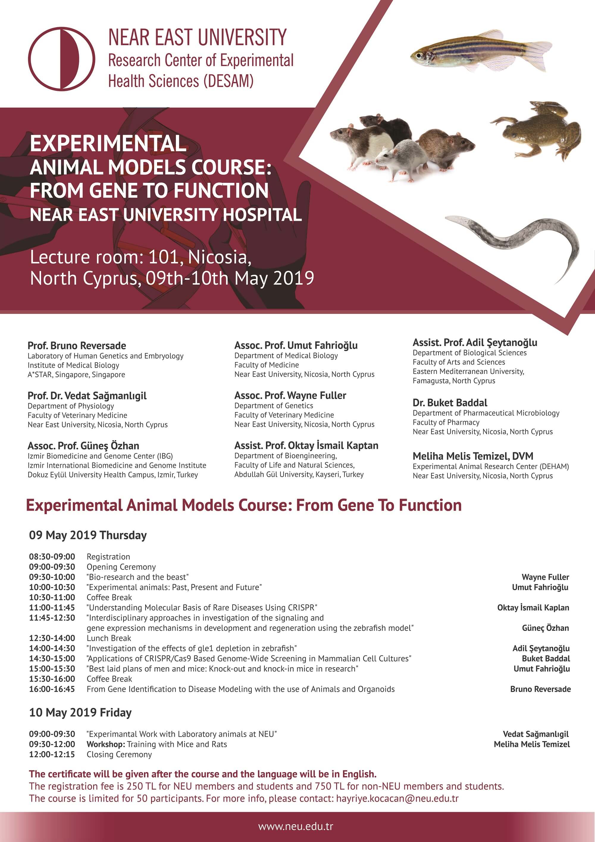 Experimental Animal Models Course: From Gene to Function – Near East  University I 