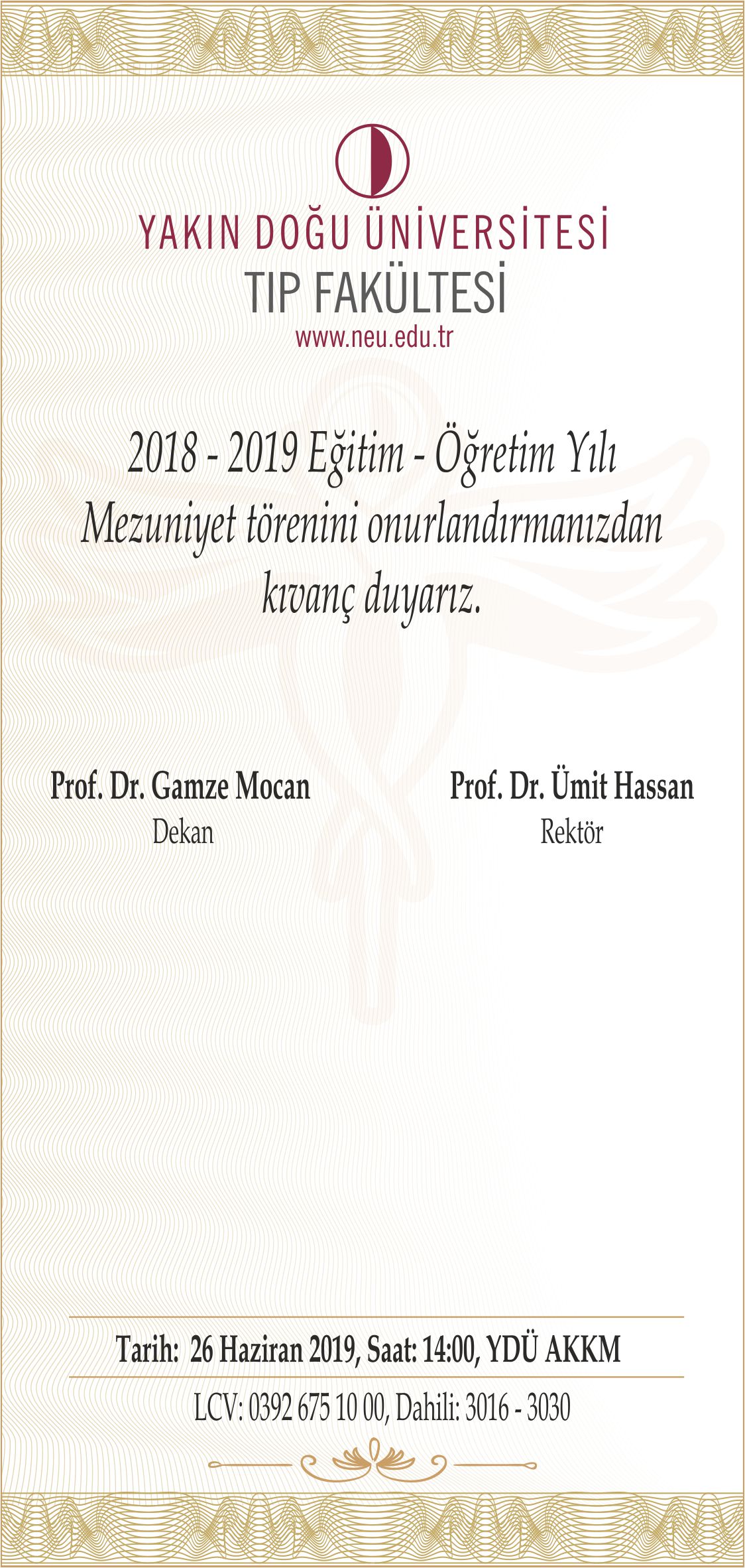 Tıp Fakültesi 2018-2019 Bahar Dönemi Mezuniyet Töreni