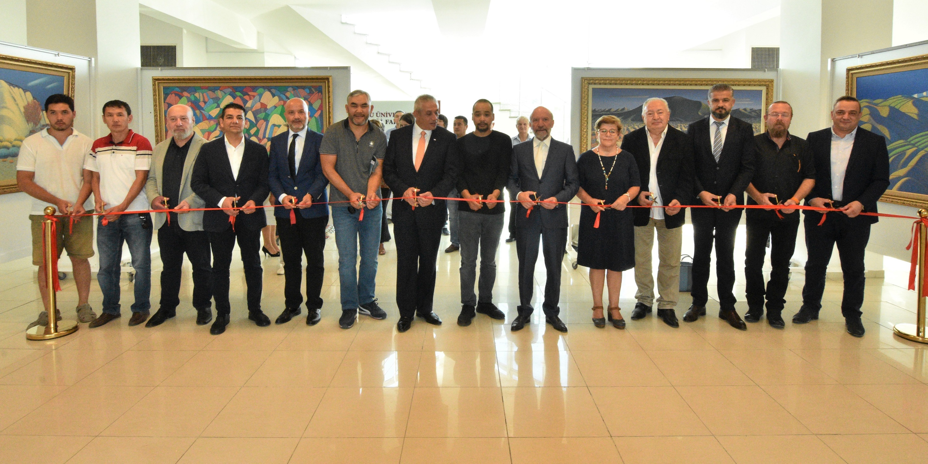 The Exhibition Consisting of Artworks of recently deceased Painting Artist Dogduberk Nurgaziev, Owner of Kyrgyzstan State Order and Silver Key Honour Award of Cyprus Museum of Modern Arts has been opened by Minister of Economy and Energy Hasan Taçoy