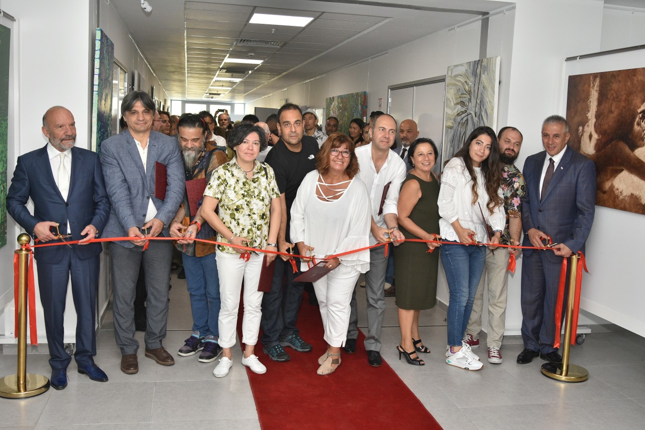 Consisting of Artworks exclusively prepared for the Cyprus Museum of Modern Arts by Artists from Kazakhstan and Turkey, Two Group Exhibitions, which feature 55 works of 9 Turkish Printmaking Artists, 24 Paintings of 5 Kazakh Artists and the Solo Exhibition featuring 45 Paintings of Kazak Artist Zhenis Moldabekov were opened by Hasan Taçoy, Minister of Economy and Energy