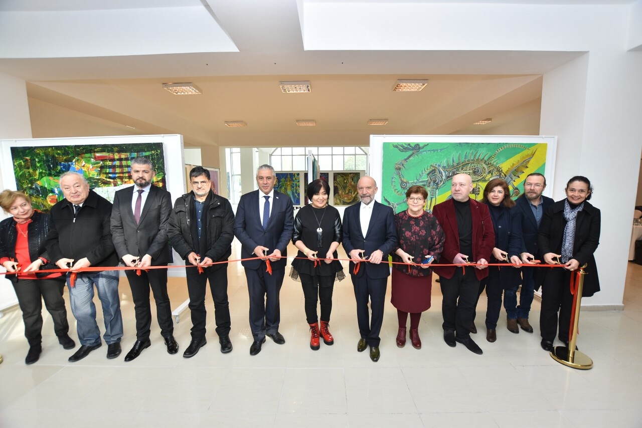 The Personal Exhibition of the Kazakh Artist Rakhat Saparalieva titled as “My Own Renaissance” specifically prepared for the Cyprus Museum of Modern Arts has been opened by Minister of Economy and Energy Hasan Taçoy