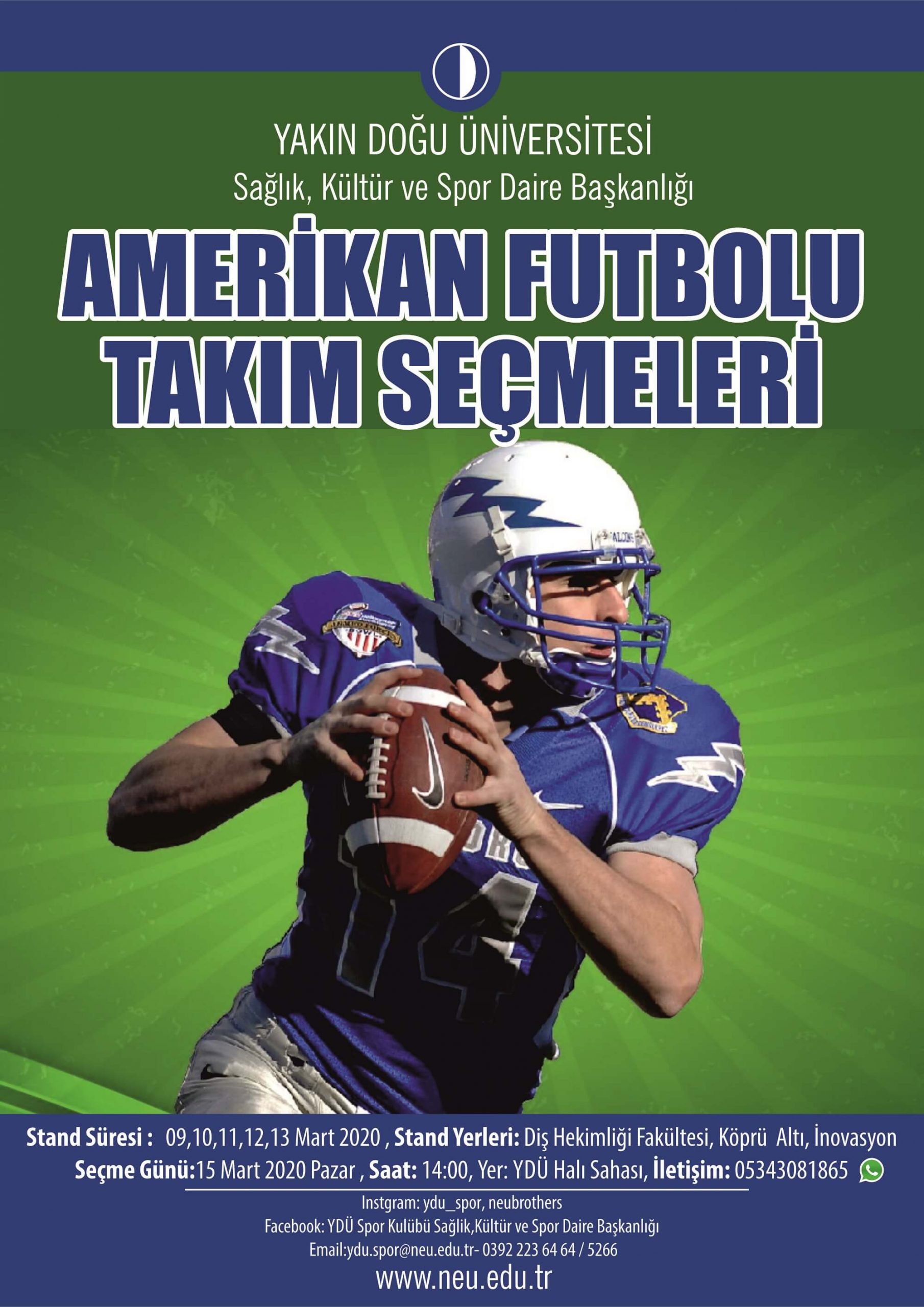 Amerikan Futbolu Takım Seçmeleri Near East University I neu.edu.tr