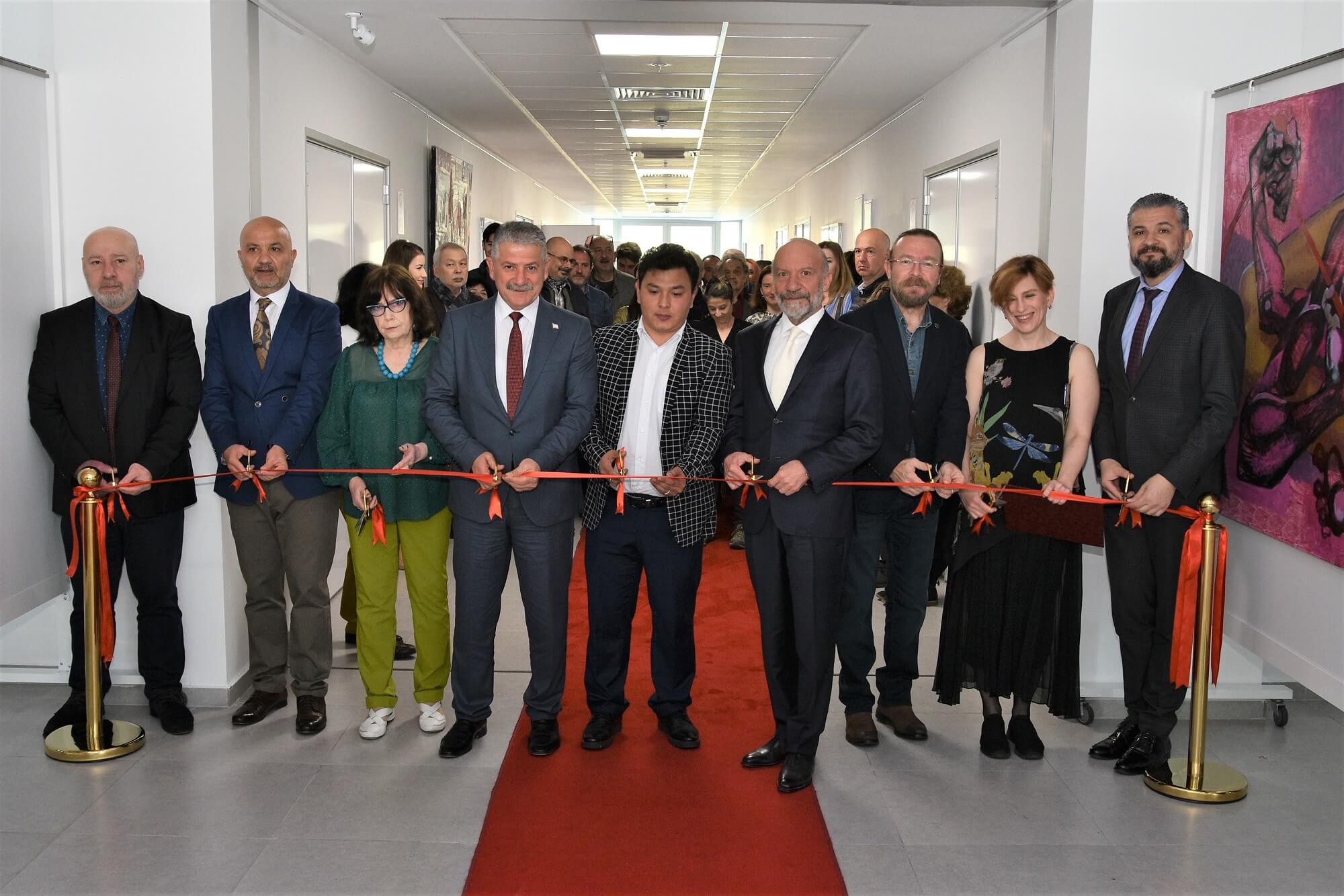 Solo Exhibition titled “Games of Consciousness” consisting of 20 Artworks of Kazakh Artists Alisher Zhurgenov and Nina Tereschenko’s Solo Exhibition titled “Three Colors” consisting of 19 Artworks opened by Former Deputy Prime Minister and Minister of Economy, Tourism, Culture and Sports, and Güzelyurt MP Menteş Gündüz