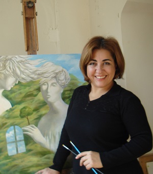بالنسبة لمتحف قبرص للفنون الحديثة ، عكست الفنانة رنا أمراهوفا فيروس كورونا على اللوحة