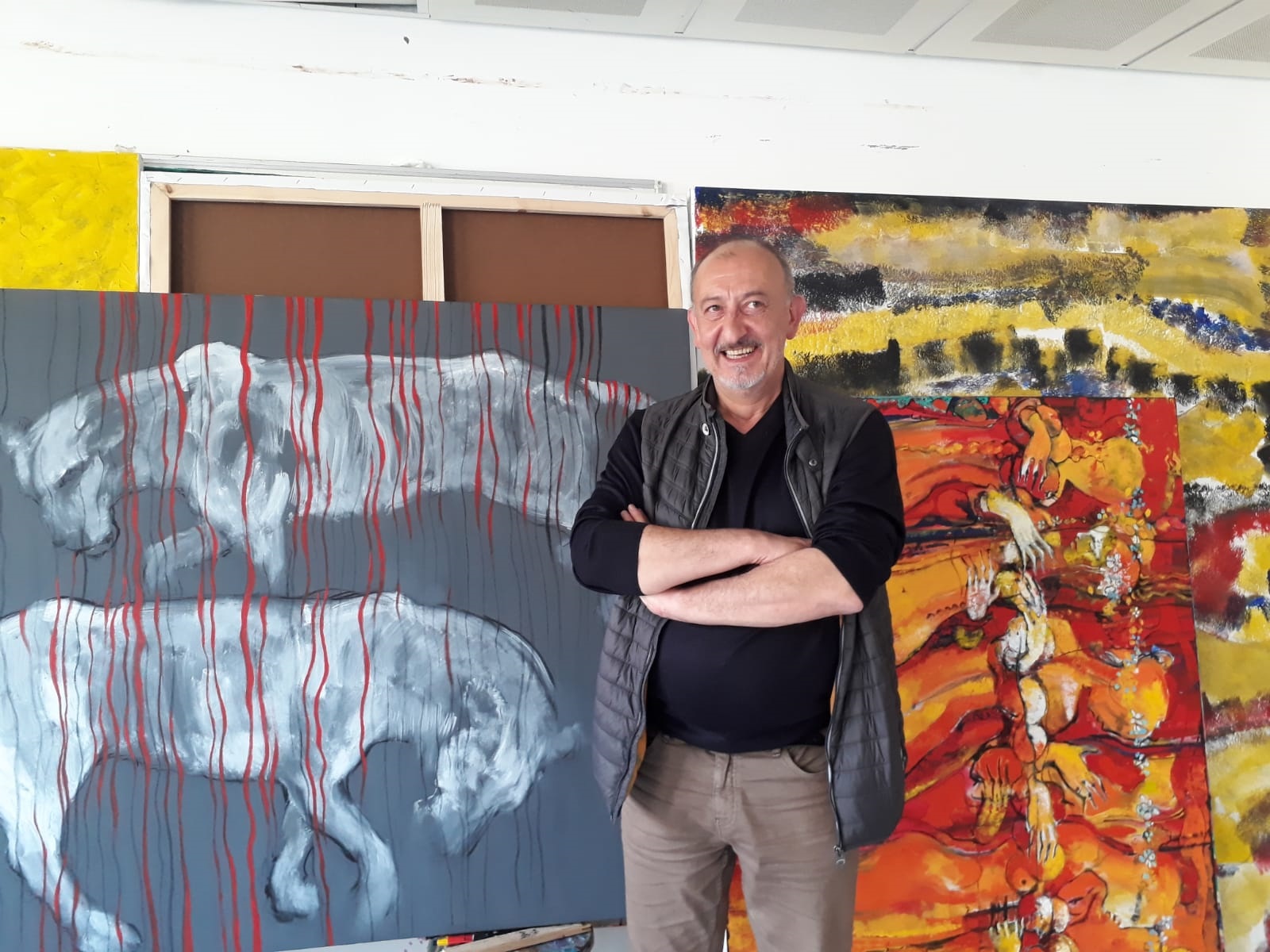 Artist David Mcheidse reflected the fight against the coronavirus outbreak on canvas for the Cyprus Museum of Modern Arts