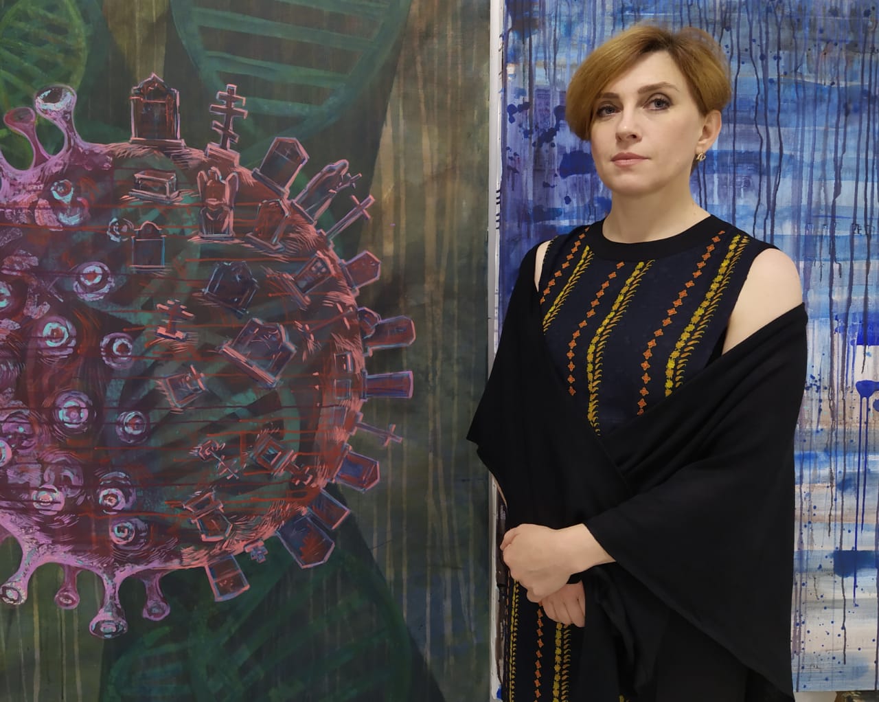 Kıbrıs Modern Sanat Müzesi için Sanatçı Valentina Mukhacheva, Kovid 19 ile Mücadeleyi Tuvale Resmetti