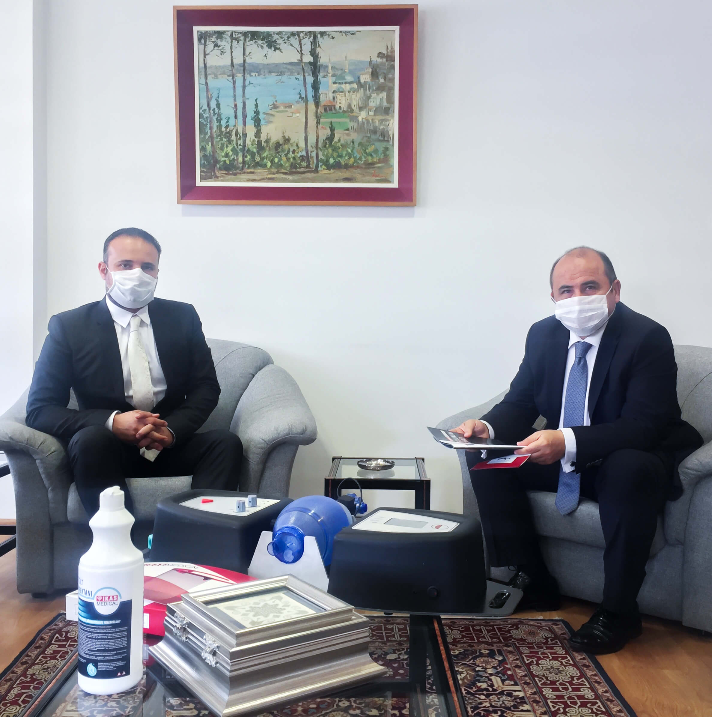 Alternative Respirator produced by Near East University delivered to Ambassador Ali Murat Başçeri to be delivered to the Ministry of Health of Turkey