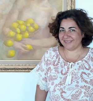 Artist Rana Amrahova painted three works titled “In the Sand”, “Touch” and “Gift” during the Covid-19 quarantine days for Cyprus Museum of Modern Arts