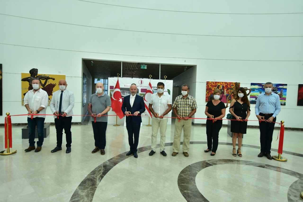 The “Fine Arts Group Exhibition”, held within the scope of the Cyprus Museum of Modern Arts, consisting of the works of a total of 40 artists from the Faculty of Fine Arts of Near East University and the Turkic World, was opened.